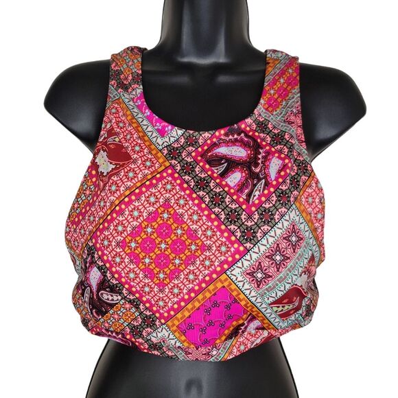 Victoria's Secret High Neck patchwork Boho Bikini Top Size Large - Picture 1 of 7